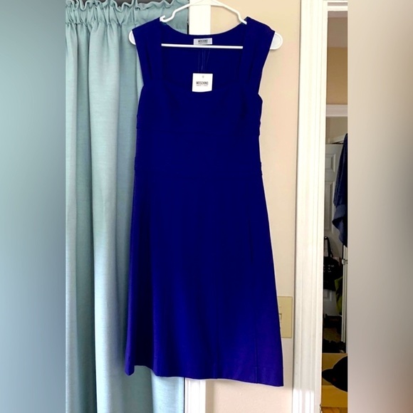 MOSCHINO | Cheap and Chic Blue Sheath Bodycon Sleeveless Square Neck - Picture 1 of 6